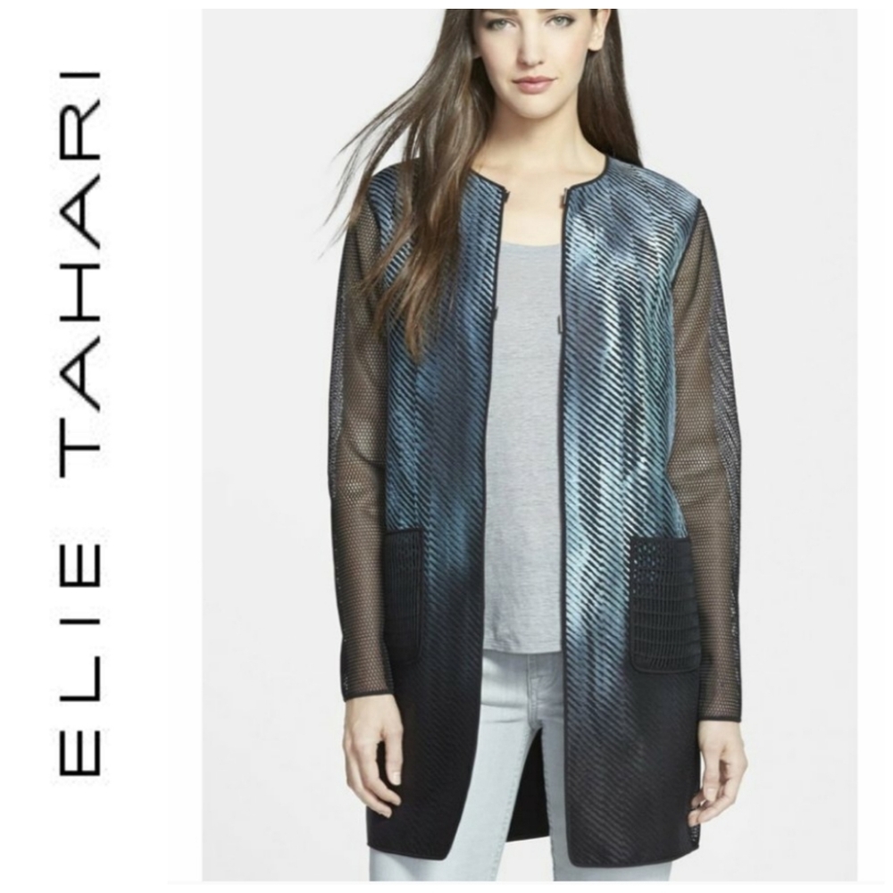 Elie Tahari Reversible Melody Mesh Sleeve Jacket